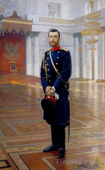 llya Yefimovich Repin Oil Painting - Portrait of Nicholas II The Last Russian Emperor Russian Realism