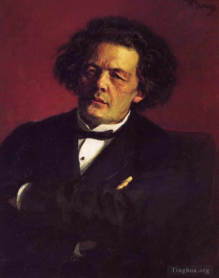 llya Yefimovich Repin Oil Painting - Portrait of the pianist conductor and composer AG Rubinstein Russian Realism