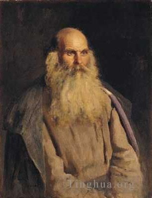 llya Yefimovich Repin Oil Painting - Study of an Old Man Russian Realism