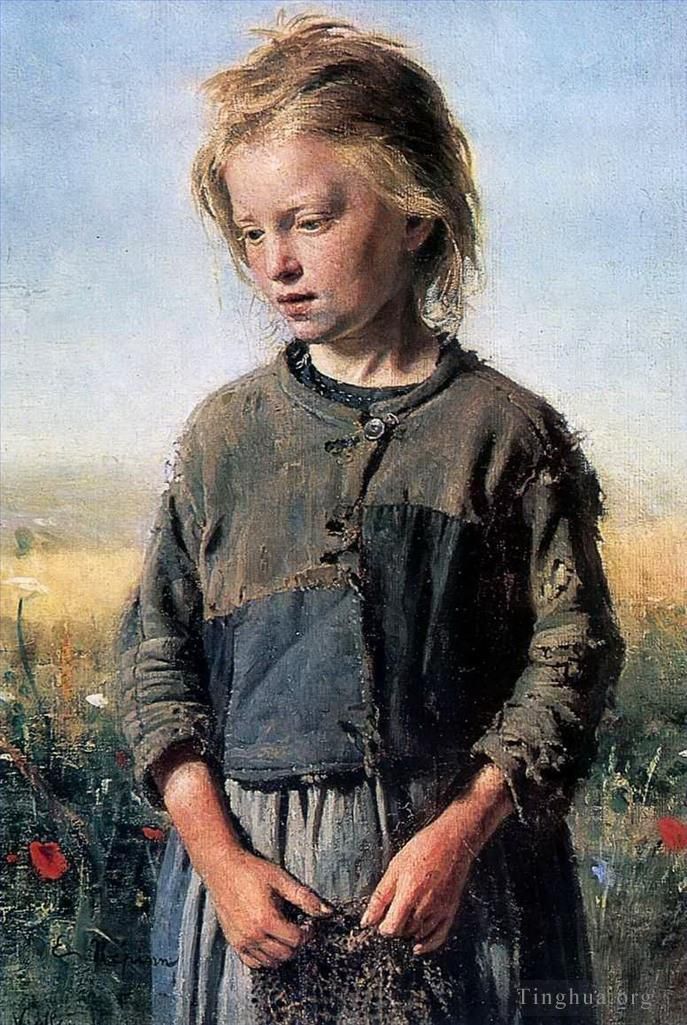 llya Yefimovich Repin Oil Painting - A fisher girl 1874