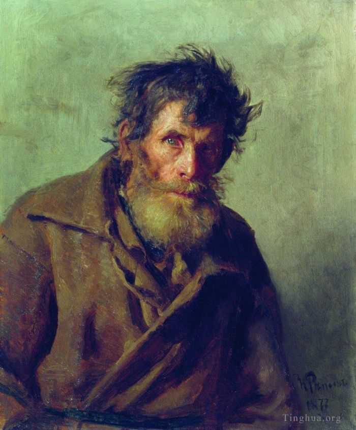 llya Yefimovich Repin Oil Painting - A shy peasant 1877