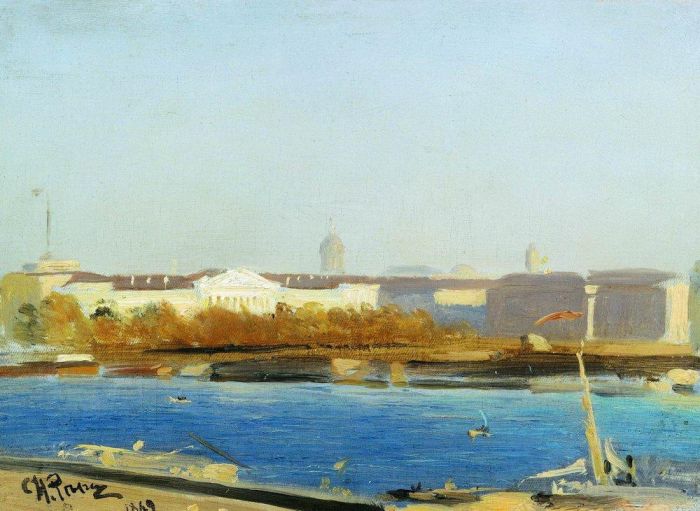 llya Yefimovich Repin Oil Painting - Admiralty 1869