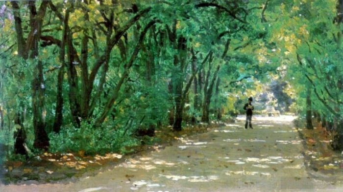 llya Yefimovich Repin Oil Painting - Alley in the park kachanovka 1880