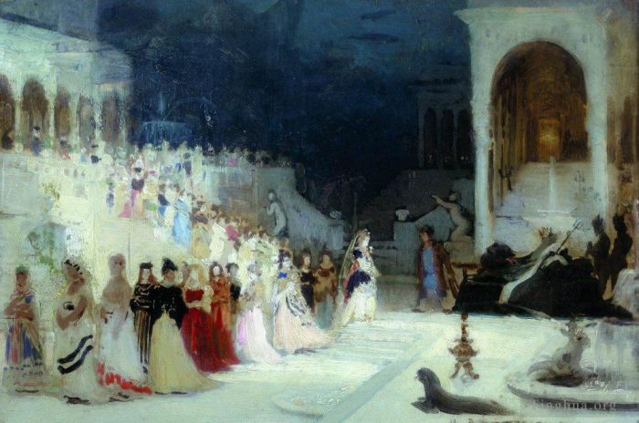 llya Yefimovich Repin Oil Painting - Ballet scene 1875