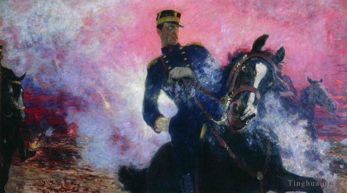 llya Yefimovich Repin Oil Painting - Belgian king albert at the time of the explosion of the dam in 1911914