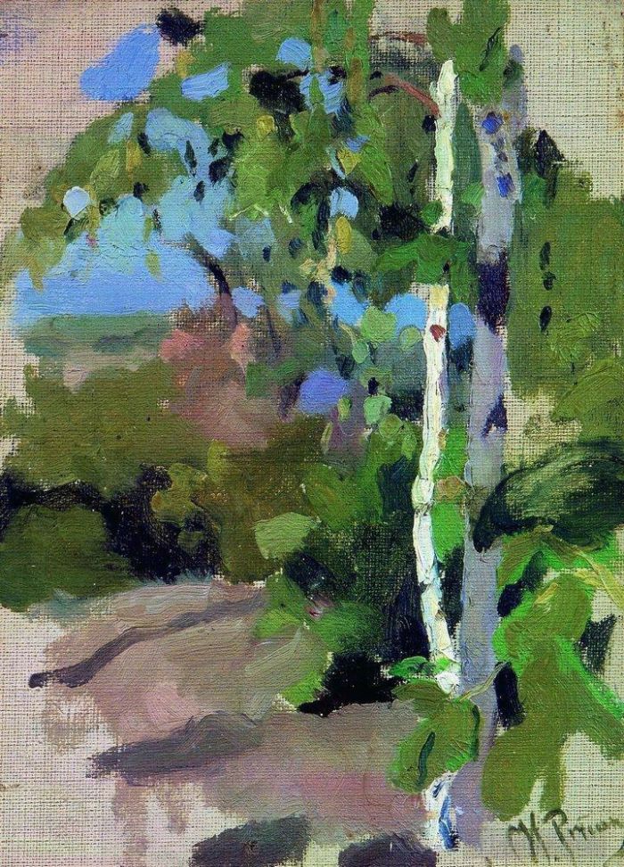 llya Yefimovich Repin Oil Painting - Birch trees sunny day