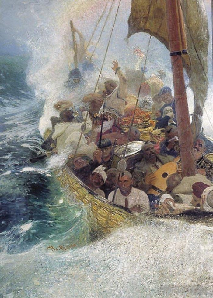 llya Yefimovich Repin Oil Painting - Cossacks on the black sea 1908
