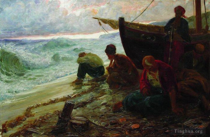llya Yefimovich Repin Oil Painting - End of the black sea freedom