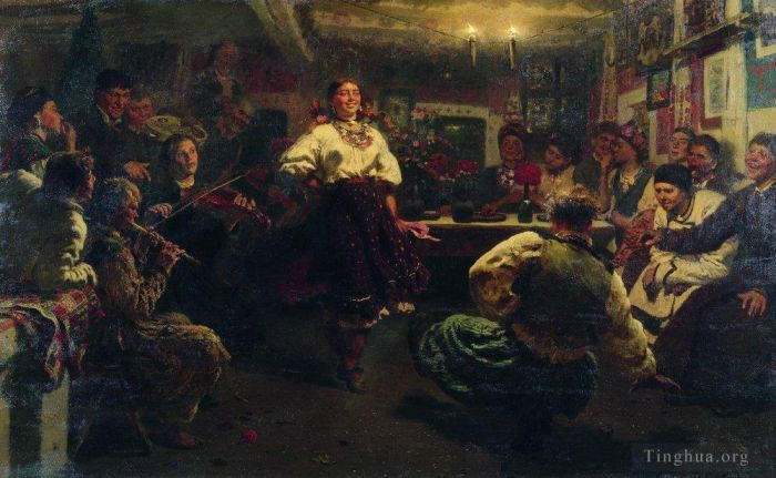 llya Yefimovich Repin Oil Painting - Evening party 1881
