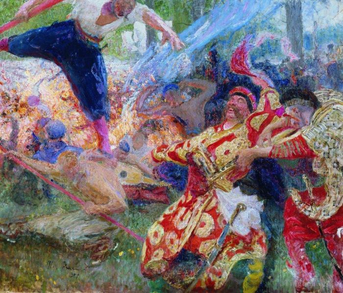 llya Yefimovich Repin Oil Painting - Hopak 1927