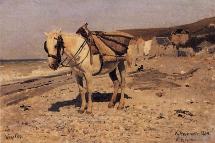 llya Yefimovich Repin Oil Painting - Horse viol 1874
