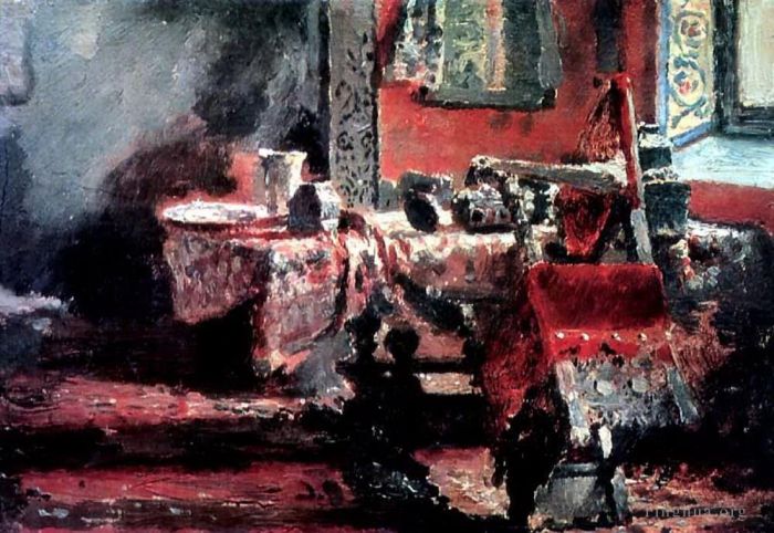 llya Yefimovich Repin Oil Painting - Interior etude 1883