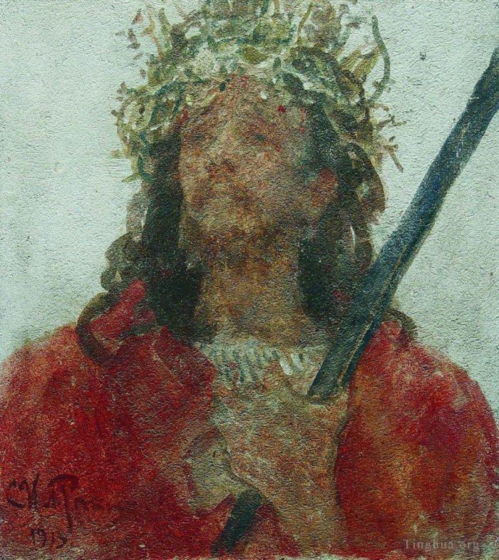 llya Yefimovich Repin Oil Painting - Jesus in a crown of thorns 1913