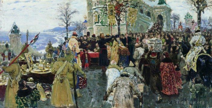 llya Yefimovich Repin Oil Painting - Kuzma minin 1894