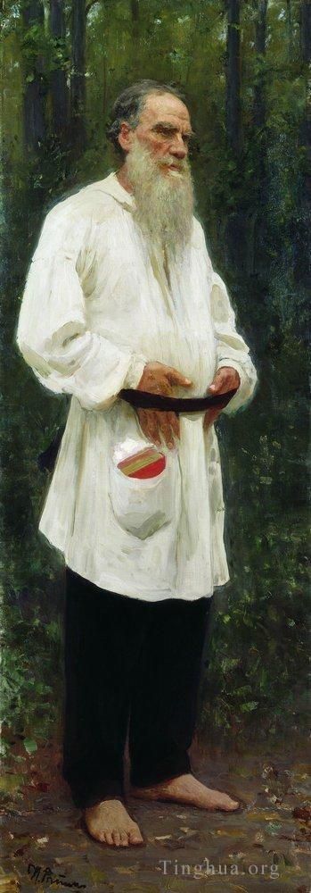 llya Yefimovich Repin Oil Painting - Leo tolstoy barefoot 1901