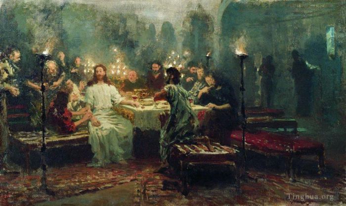 llya Yefimovich Repin Oil Painting - Lord s supper 1903