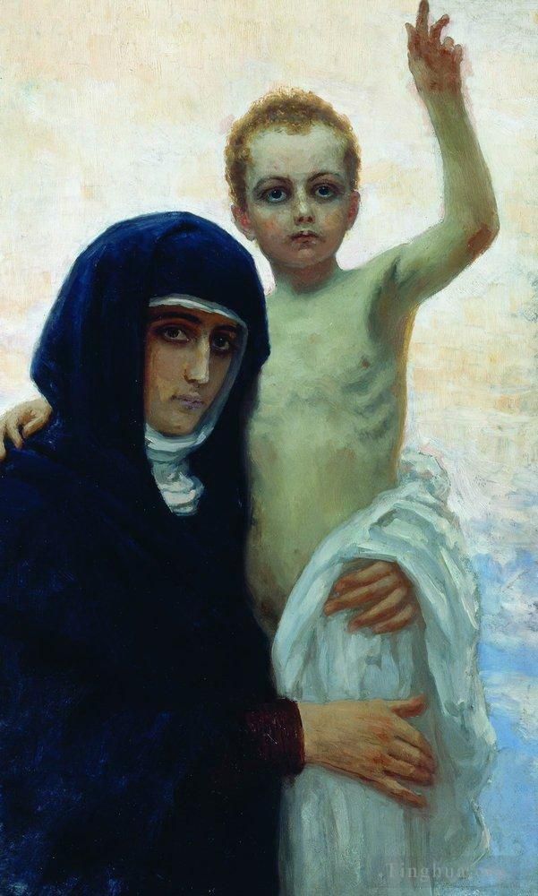 llya Yefimovich Repin Oil Painting - Madonna with child 1896
