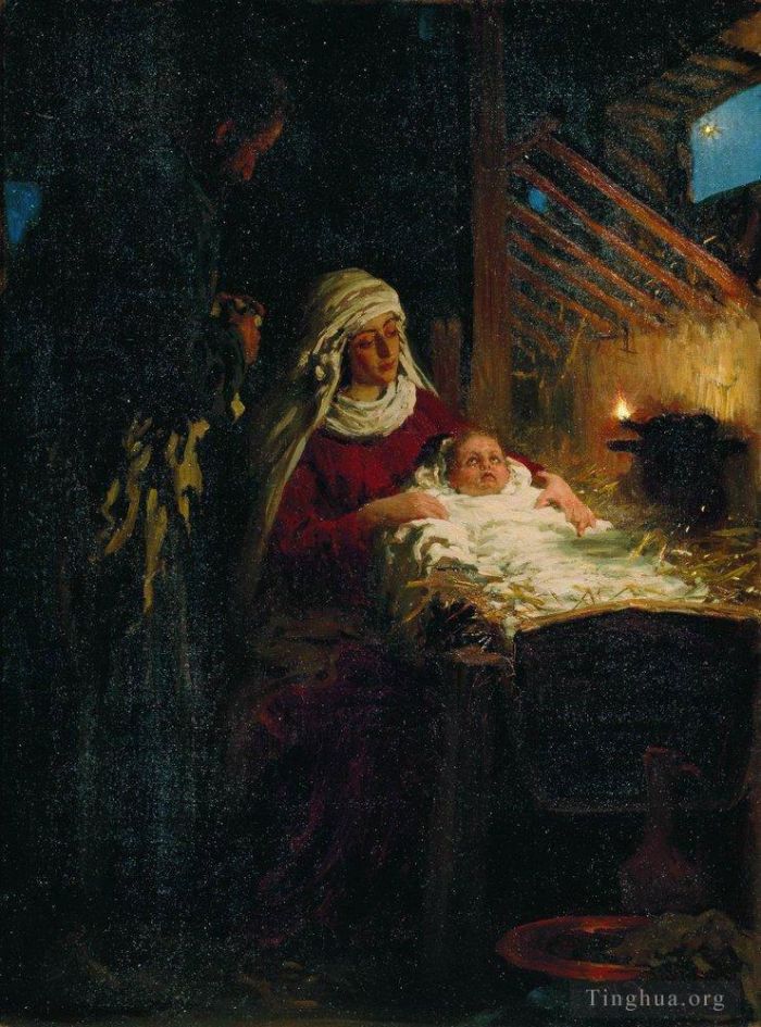 llya Yefimovich Repin Oil Painting - Nativity 1890