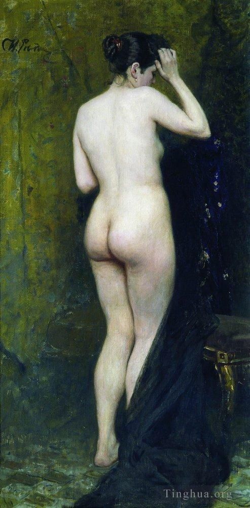 llya Yefimovich Repin Oil Painting - Nude model from behind 1896