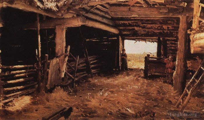 llya Yefimovich Repin Oil Painting - Peasant yard 1879