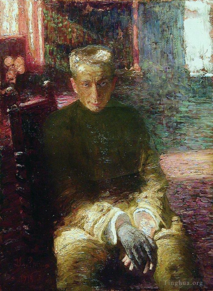 llya Yefimovich Repin Oil Painting - Portrait of alexander kerensky 1918