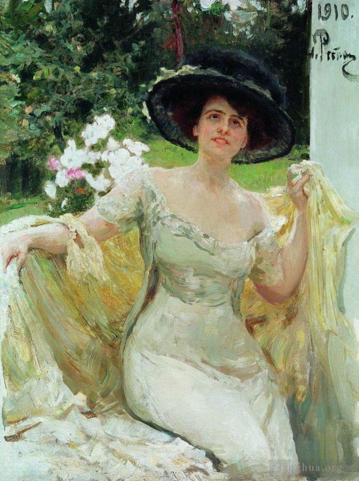 llya Yefimovich Repin Oil Painting - Portrait of bella gorskaya 1910