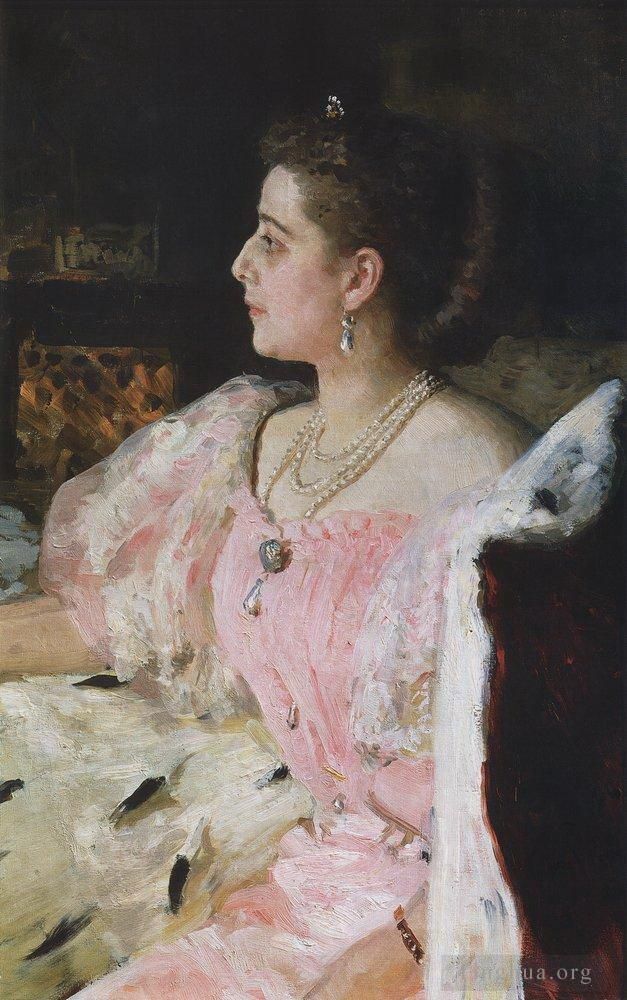 llya Yefimovich Repin Oil Painting - Portrait of countess natalia golovina 1896