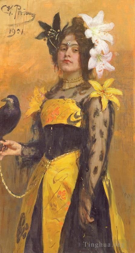 llya Yefimovich Repin Oil Painting - Portrait of lydia kuznetsova 1921