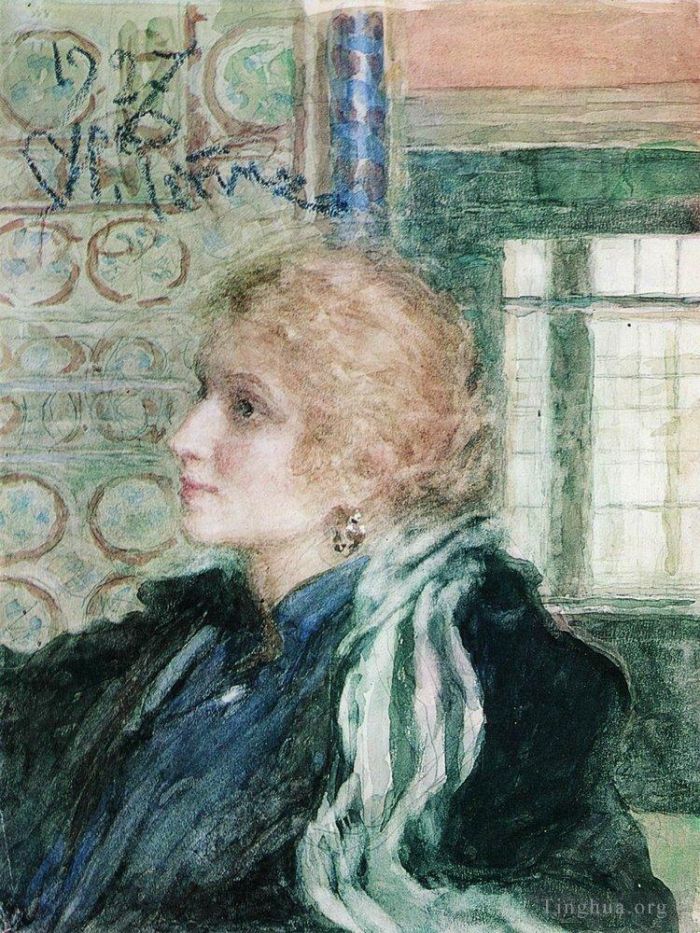 llya Yefimovich Repin Oil Painting - Portrait of maria klopushina 1925