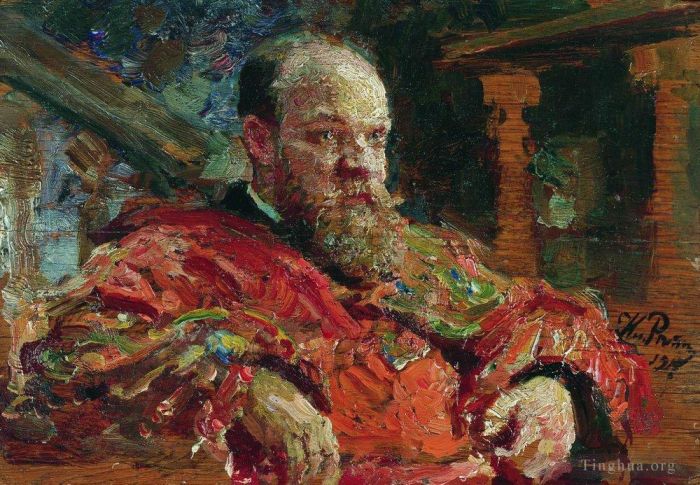 llya Yefimovich Repin Oil Painting - Portrait of n v delyarov 1910