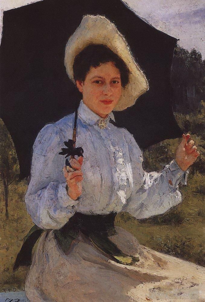 llya Yefimovich Repin Oil Painting - Portrait of nadezhda repina the artist s daughter 1900