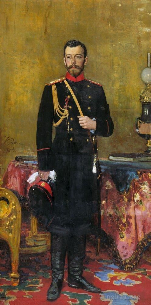 llya Yefimovich Repin Oil Painting - Portrait of nicholas ii the last russian emperor 1895