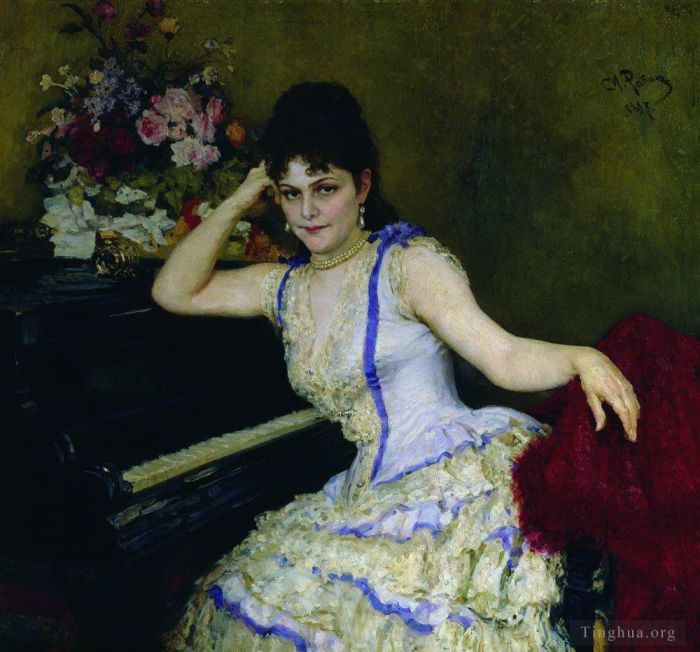 llya Yefimovich Repin Oil Painting - Portrait of pianist and professor of saint petersburg conservatory sophie menter 1887