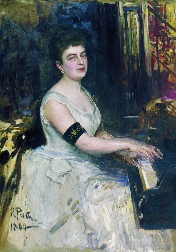 llya Yefimovich Repin Oil Painting - Portrait of pianist m k benoit 1887