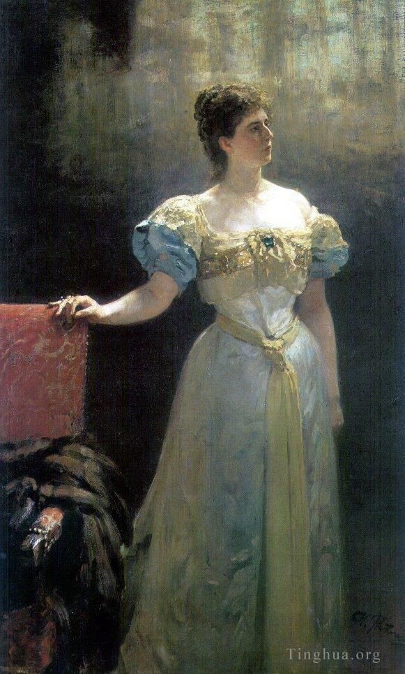 llya Yefimovich Repin Oil Painting - Portrait of princess maria klavdievna tenisheva 1896