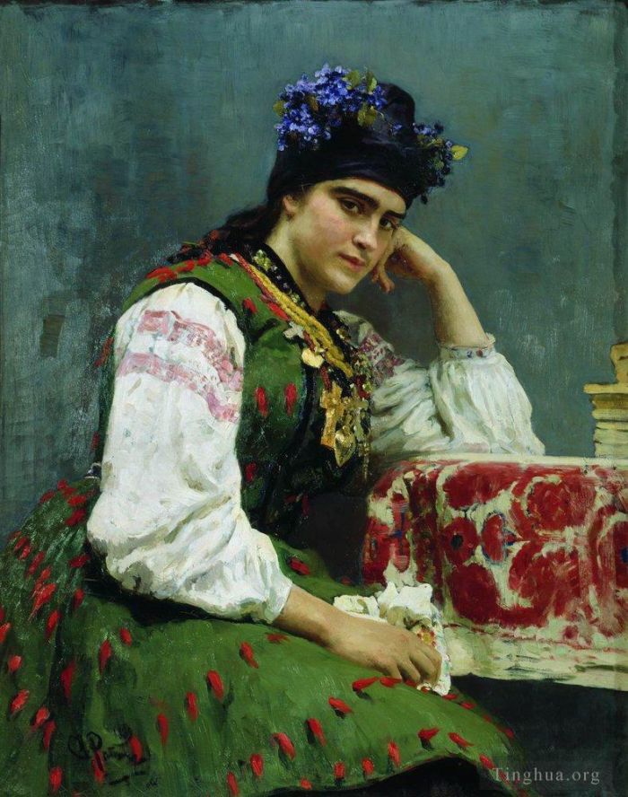 llya Yefimovich Repin Oil Painting - Portrait of sophia dragomirova 1889