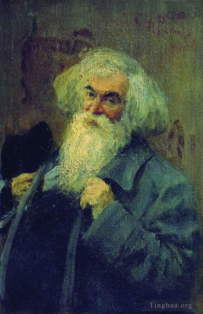 llya Yefimovich Repin Oil Painting - Portrait of the author ieronim yasinsky 1910