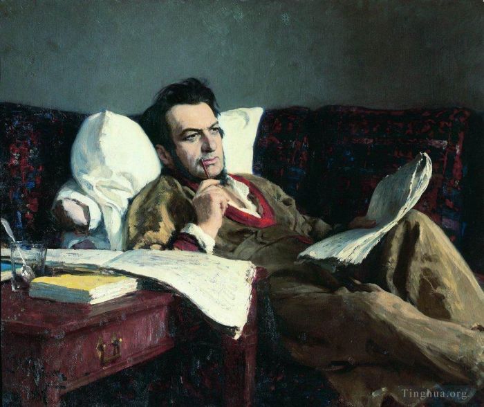 llya Yefimovich Repin Oil Painting - Portrait of the composer mikhail glinka 1887