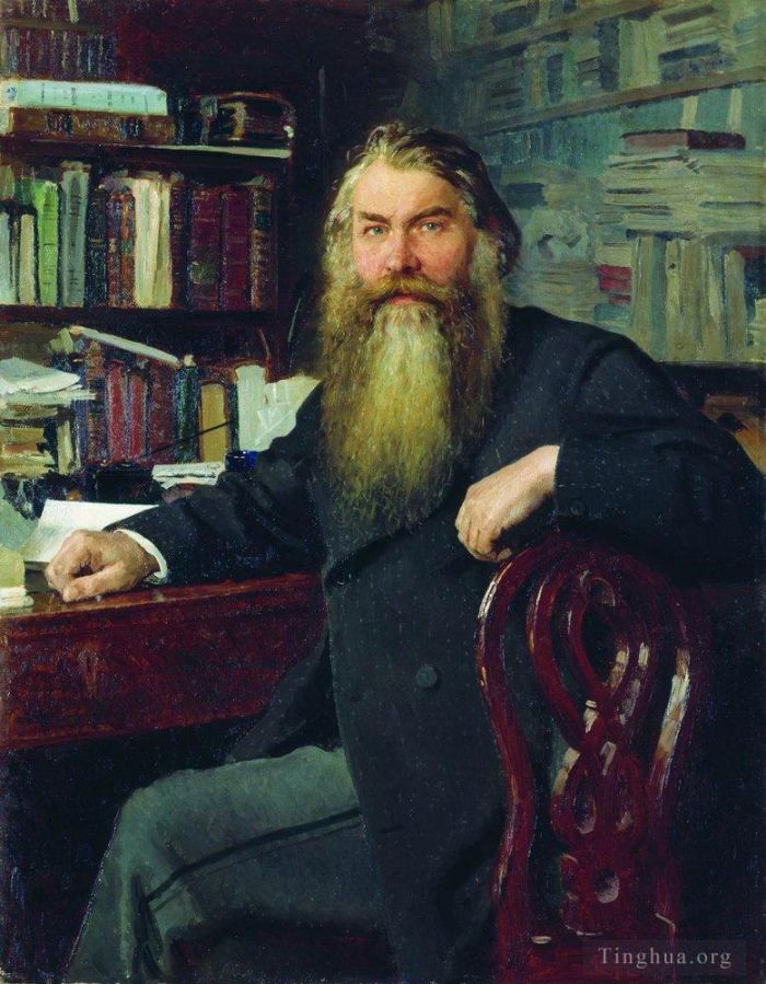 llya Yefimovich Repin Oil Painting - Portrait of the historian and archaeologist ivan egorovich zabelin 1877
