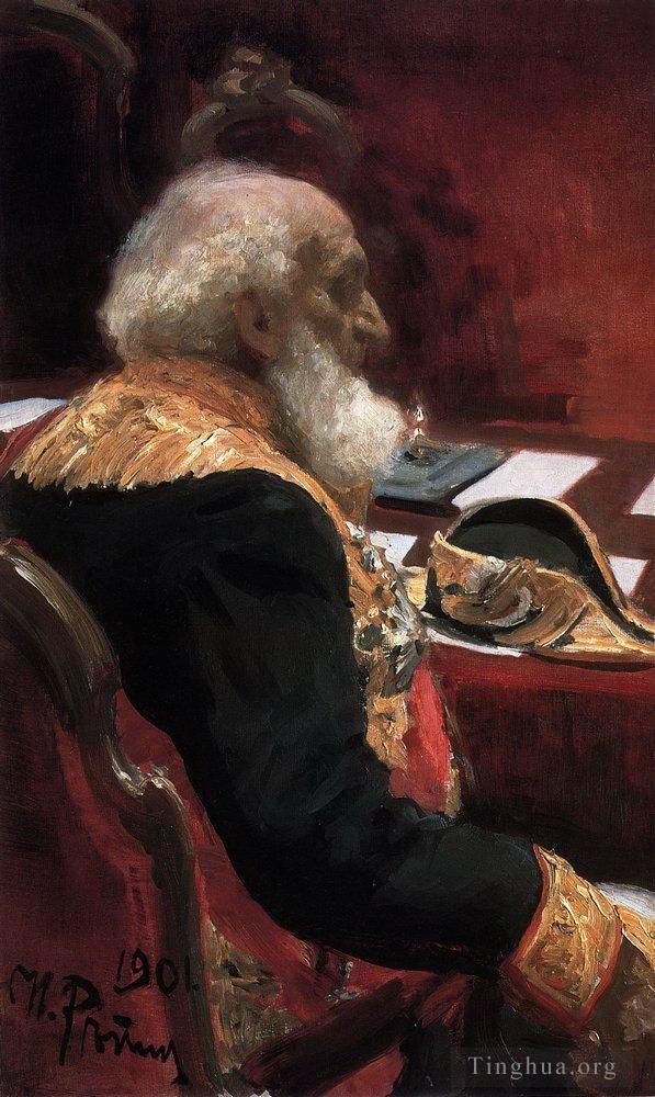 llya Yefimovich Repin Oil Painting - Portrait of the honorary member of the academy of sciences and academy of arts p p semenov tian