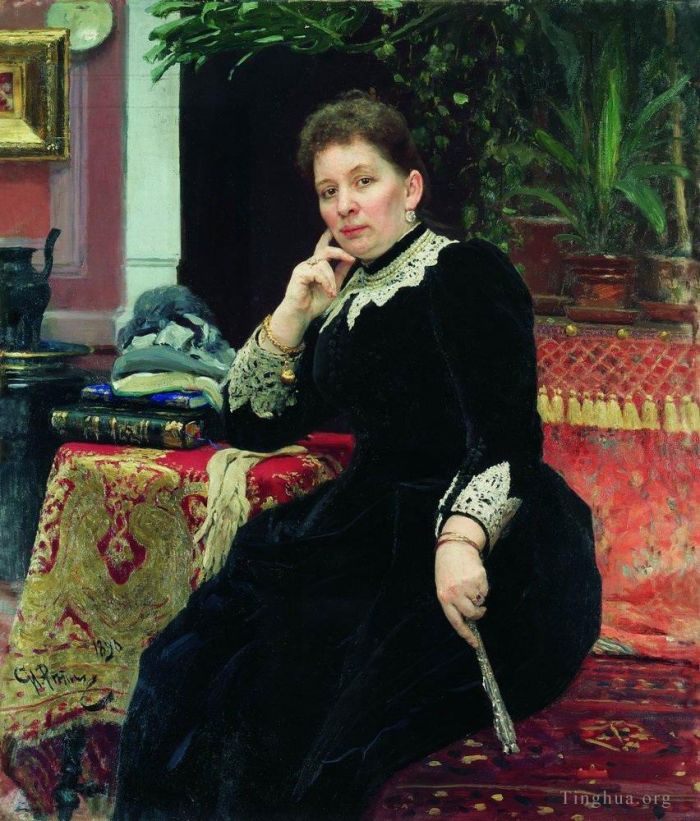 llya Yefimovich Repin Oil Painting - Portrait of the philanthropist olga sergeyevna aleksandrova heinz 1890