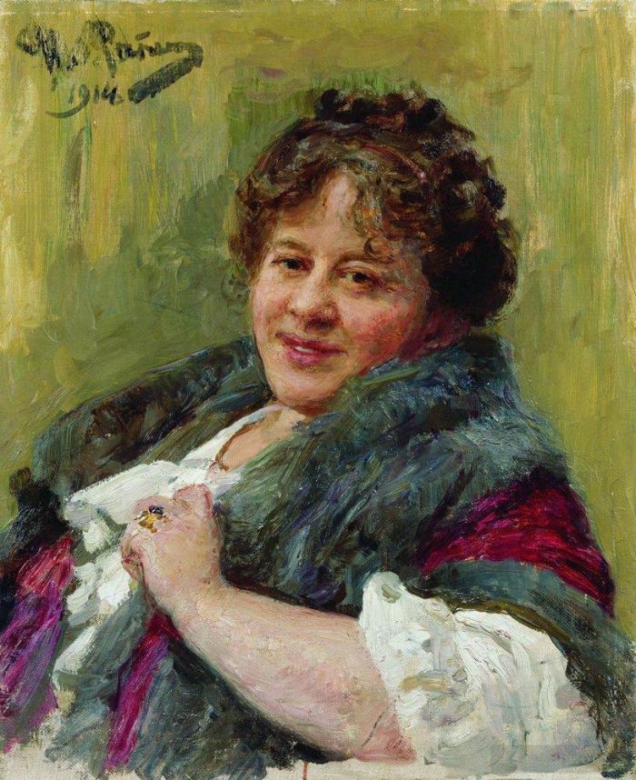 llya Yefimovich Repin Oil Painting - Portrait of the writer t l shchepkina kupernik 1914
