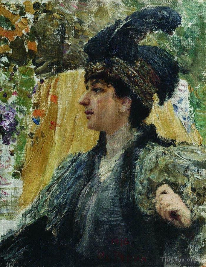 llya Yefimovich Repin Oil Painting - Portrait of v v verevkina 1916