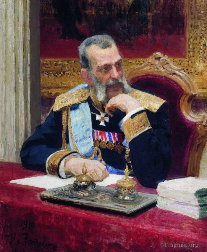 llya Yefimovich Repin Oil Painting - Portrait of vladimir aleksandrovich 1910