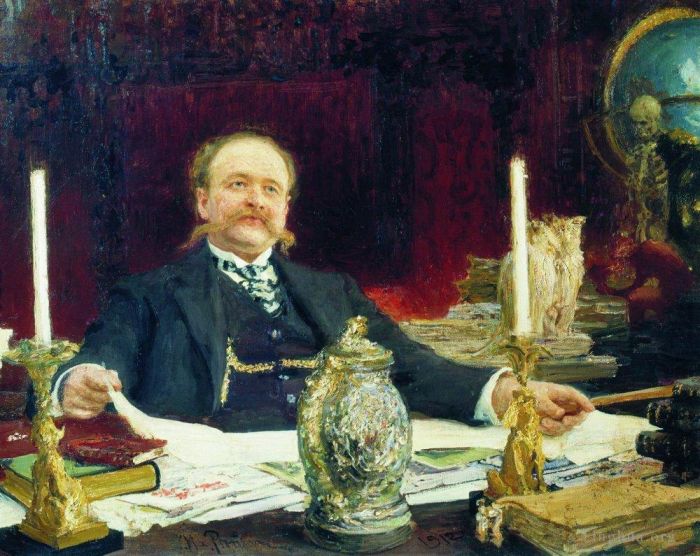 llya Yefimovich Repin Oil Painting - Portrait of wilhelm von bitner 1912
