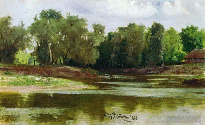 llya Yefimovich Repin Oil Painting - River bank 1876