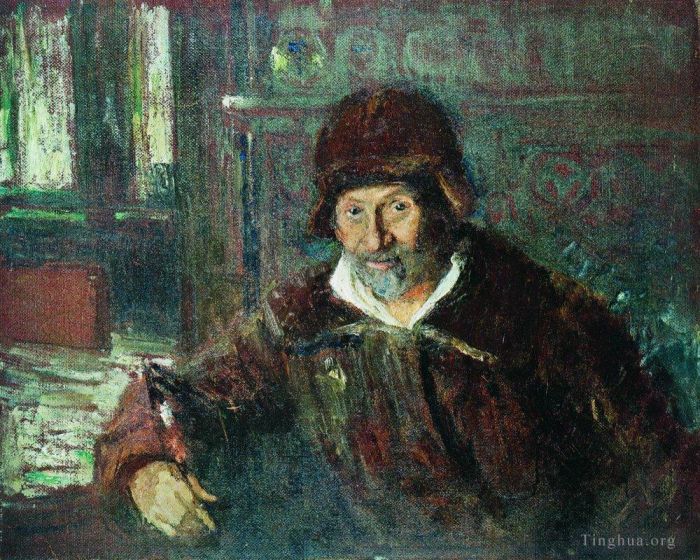 llya Yefimovich Repin Oil Painting - Self portrait 1920