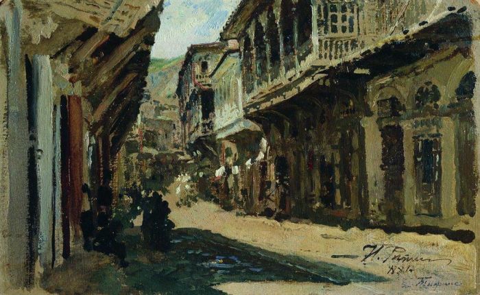 llya Yefimovich Repin Oil Painting - Street in tiflis 1881