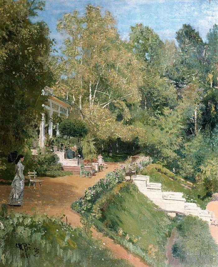llya Yefimovich Repin Oil Painting - Summer day in abramtsevo 1880