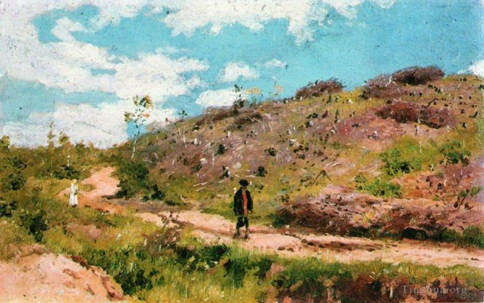 llya Yefimovich Repin Oil Painting - Summer landscape in kurskaya guberniya 1915